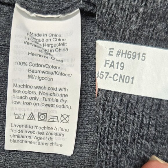 J. Crew 100% Cotton Charcoal Gray Open Front Sweater Blazer Preppy H6915 - Picture 7 of 7
